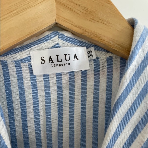 Salua Lingerie Shawl Collar Striped Boyfriend Shirt - Picture 4 of 7